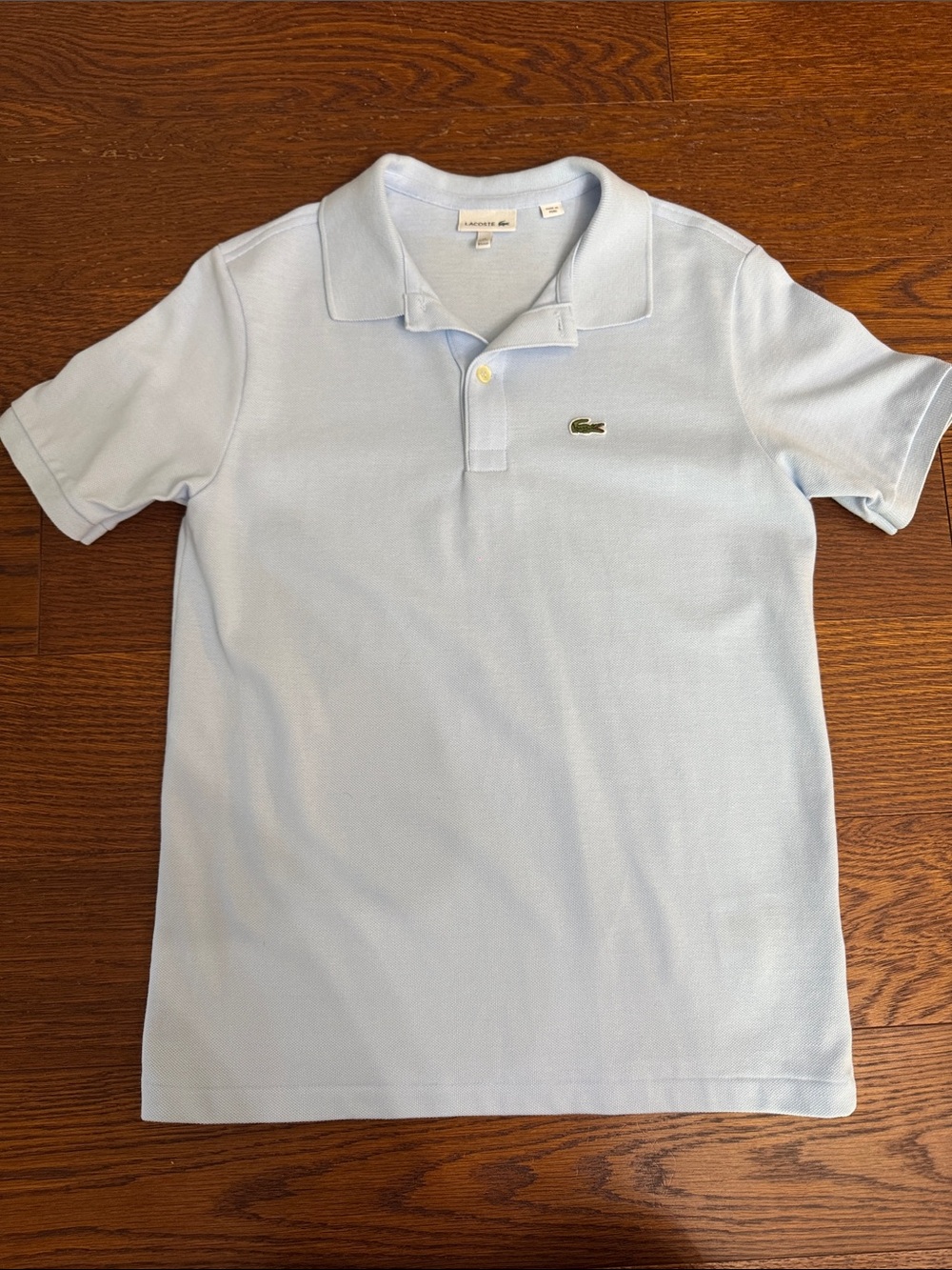 Lacoste Kids Pale Blue Cotton Pique Polo with Crocodile Logo